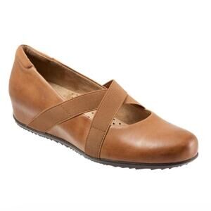 Softwalk Wavely Brown Leather Ballet Wedge Shoes Comfortable footbed 7 N